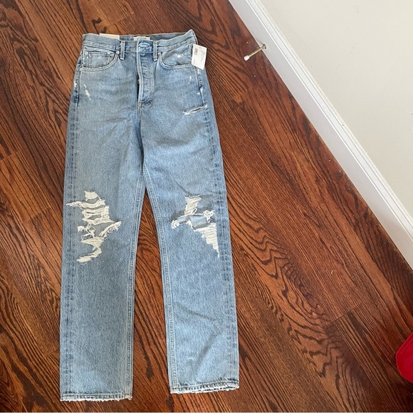 NWT Agolde 90s Straight Leg Jeans in Fall Out Ripped Size 24 Revolve Intermix - Picture 9 of 9